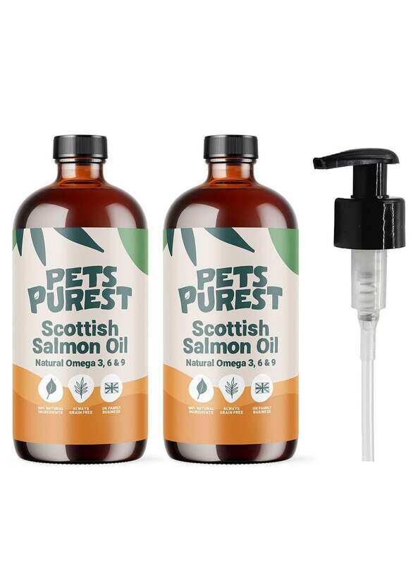 

Pets Purest Scottish Salmon Oil For Dogs, Cats, Horse, Ferret & Pet - Pure Omega 3, 6 & 9 Fish Oil Food Treats Supplement for Natural Coat, Immune Sup