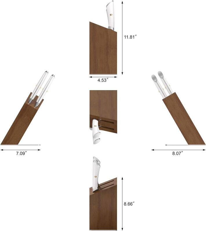 Cangshan ELBERT Series 3 Piece HUA Cleaver Knife Block Sets, Forged German Steel, Acacia Wood - White