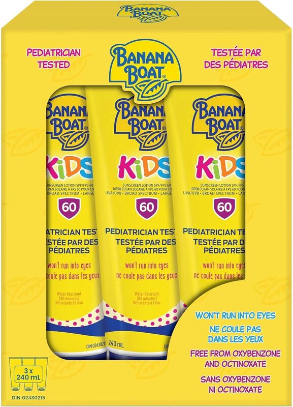 Banana Boat Kids Tear Free 240ml Sunscreen Lotion Broad Spectrum SPF 60 - Pack Of 3