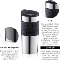 Bodum 0.35L Stainless Steel Travel Mug - Black