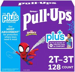 Huggies Pull-Ups Plus, 2T-3T 16-34 lbs. / 7-15Kg Spider Man Themed 128 Count - For Boys