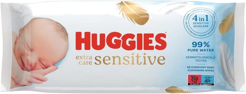 Huggies Pure Extra Care, Baby Wipes - 8 Packs 448 Wipes Total - Fragrance Free Wet Wipes for Sensitive Skin - 99 Percent Pure Water With Natural Fibers