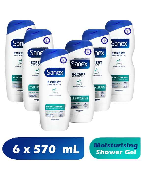 Sanex BiomeProtect Moisturising Shower Gel 570ml , Moisturising Body Wash, Nourishing & Hydrating Microbiome Skincare Pack Of 6