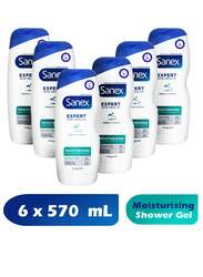 Sanex BiomeProtect Moisturising Shower Gel 570ml , Moisturising Body Wash, Nourishing & Hydrating Microbiome Skincare Pack Of 6