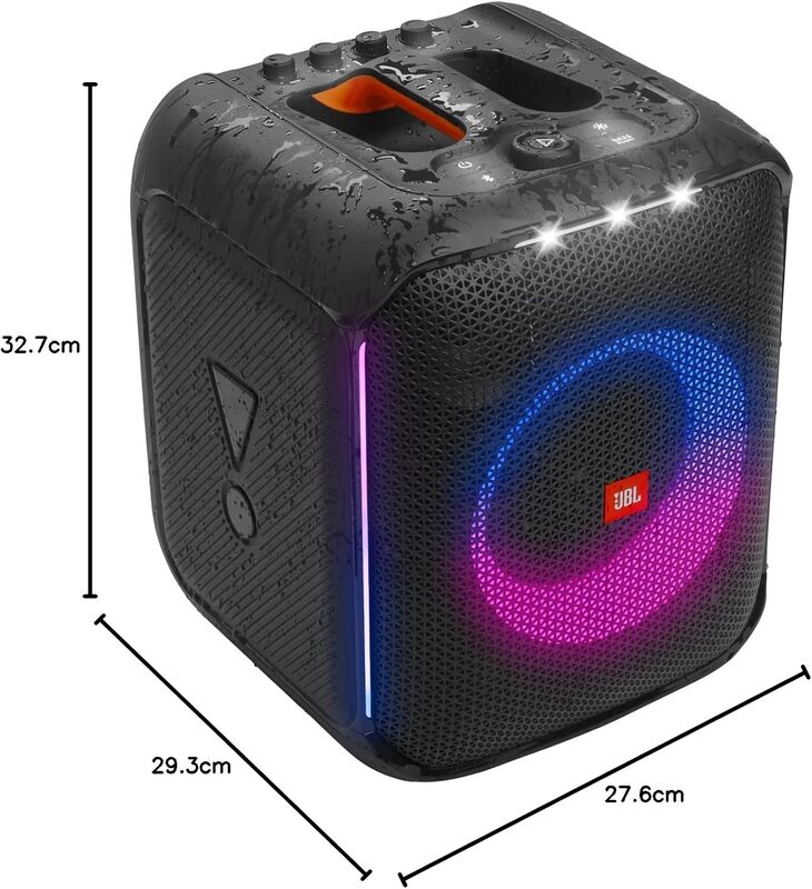 JBL Partybox Encore Portable Party Speaker with Digital Wireless Mic, 100W Powerful Sound, Dynamic Light Show, IPX Splash Proof, 10 Hours of Playtime, Multisource Playback Black