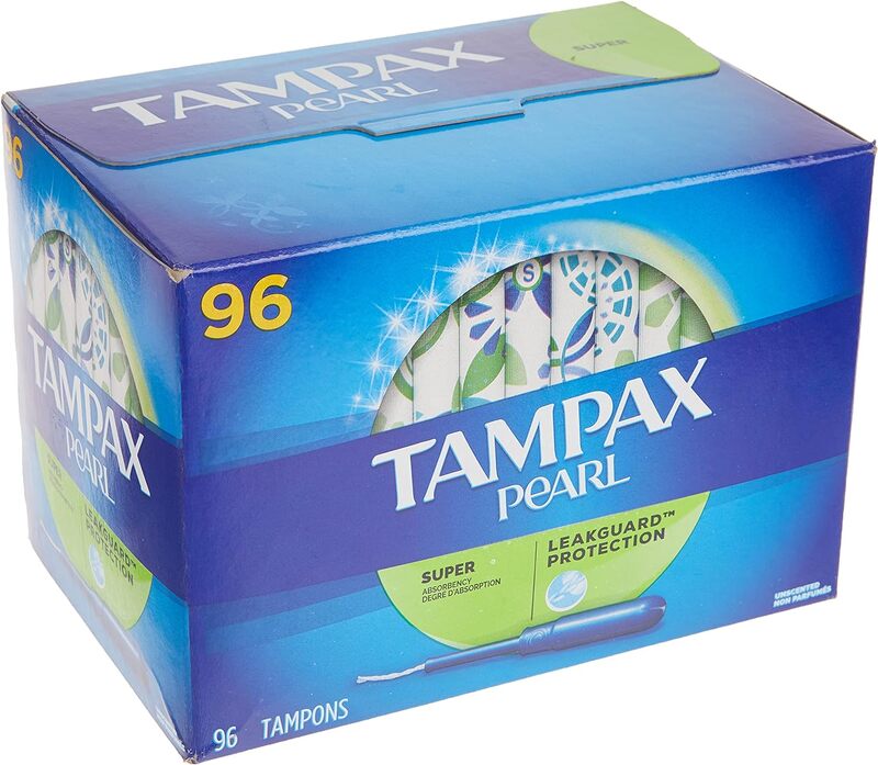 Tampax Pearl Unscented Super Absorbency Tampons, 96 Count