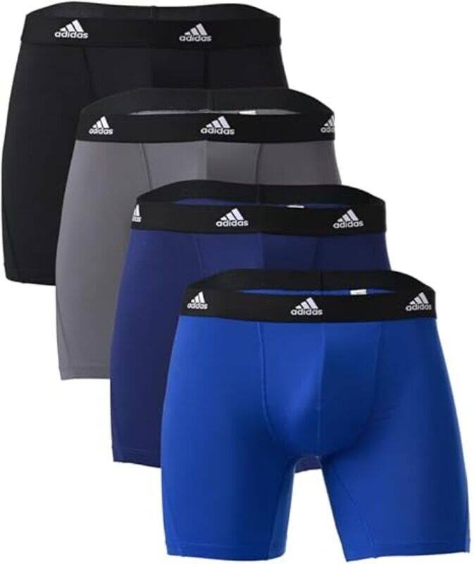 

adidas Men's Active Micro Flex Boxer Briefs Pack Of 4 (UAE/KSA, L Size, Blue, Black & Heather Grey)