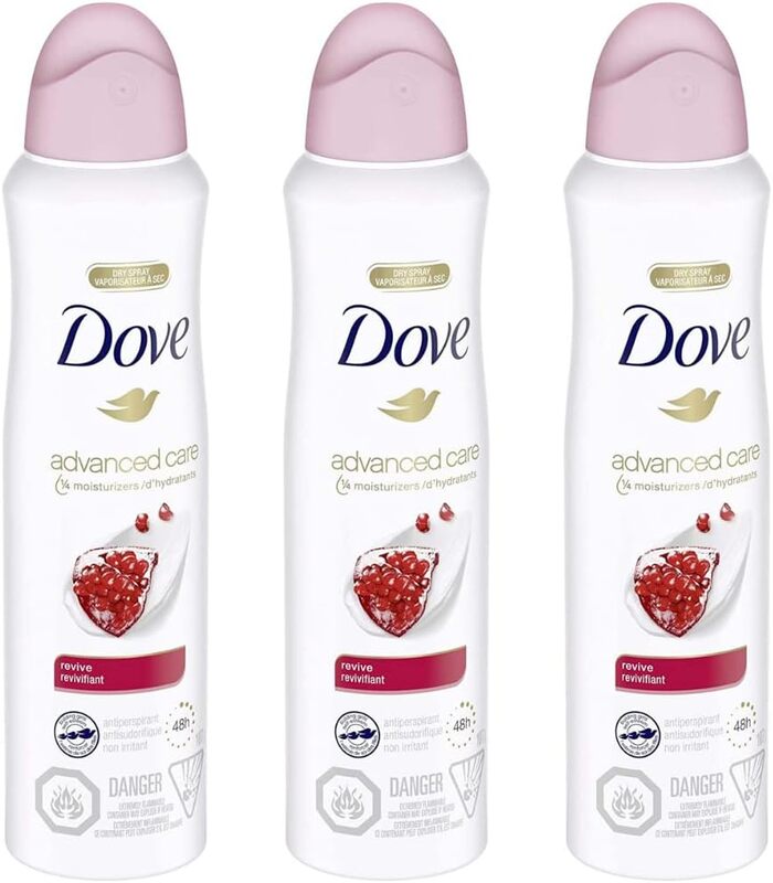 Dove Advanced Care Dry Spray Antiperspirant Deodorant for Women Revive for 48 Hour Protection And Soft And Comfortable Underarms 107g Pack Of 3