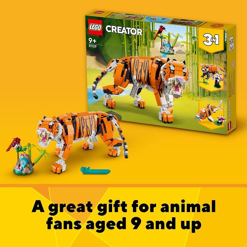 LEGO Creator 3in1 Majestic Tiger 31129 Building Kit Animal Toys for Kids Featuring a Tiger Panda and Koi Fish Creative Gifts for Kids Aged 9+ Who Love Imaginative Play 755 Pieces