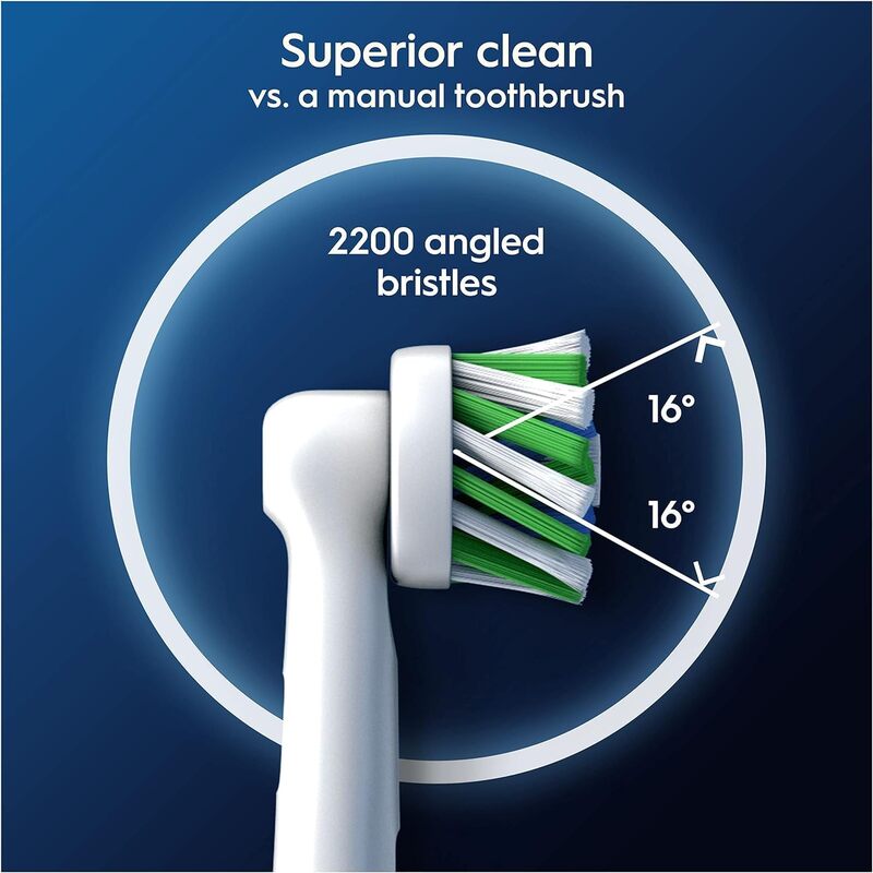 Oral-B Pro Cross Action Electric Toothbrush Head X-shape And Angled Bristles For Deeper Plaque Removal Pack Of 8 Toothbrush Heads - White XXL Pack