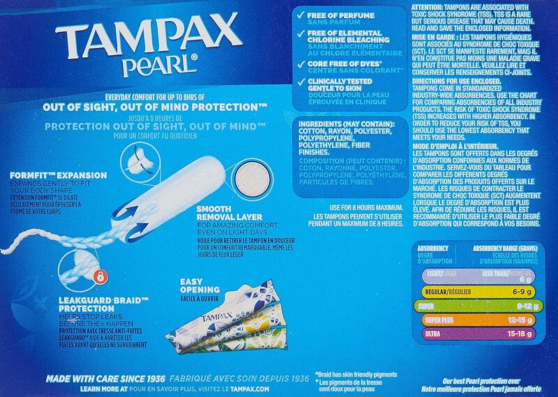 Tampax Pearl Unscented Super Absorbency Tampons, 96 Count