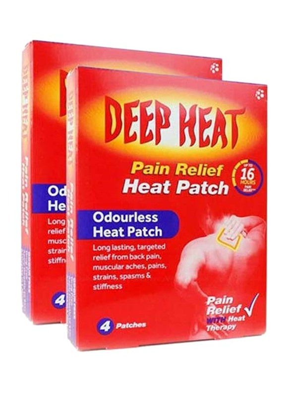 Deep Heat Odourless Patch Muscle XL Back Pads Pain Relief, 2 x 4 Patches