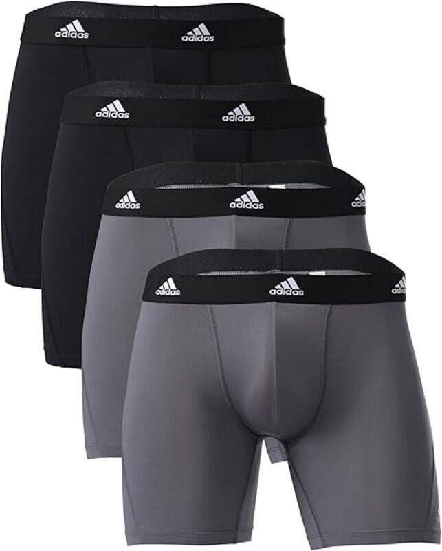 

adidas Men's Active Micro Flex Boxer Briefs Pack Of 4 (UAE/KSA, M Size, Black & Heather Grey)