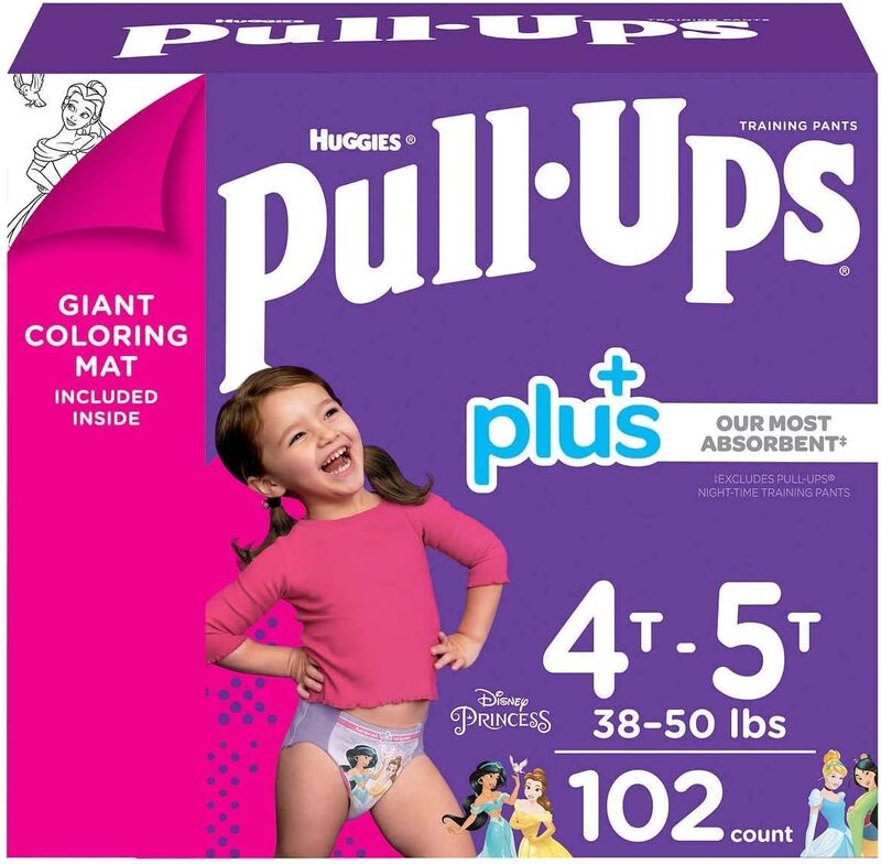 Huggies Pull-Ups Plus Girls Training Pants 4T-5T , 38-50 lb/17-23Kg - 102 Count