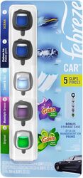 Febreze Car Air Freshener 5 Count - Ocean, Original, Moonlight Breeze, Linen & Sky And Platinum Ice