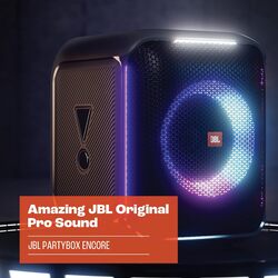 JBL Partybox Encore Portable Party Speaker with Digital Wireless Mic, 100W Powerful Sound, Dynamic Light Show, IPX Splash Proof, 10 Hours of Playtime, Multisource Playback Black