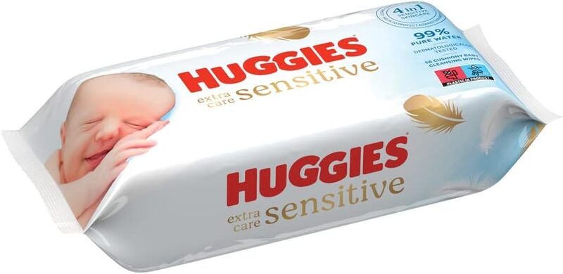 Huggies Pure Extra Care, Baby Wipes - 8 Packs 448 Wipes Total - Fragrance Free Wet Wipes for Sensitive Skin - 99 Percent Pure Water With Natural Fibers