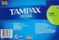 Tampax Pearl Unscented Super Absorbency Tampons, 96 Count