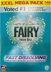 Fairy Non-Bio Detergent Powder Kind To Sensitive Skin Laundry, 8.4 Kg - 140 Washes (Fast Dissolving Even In Cold With Anti - Residue Technology) XXXL Mega Pack