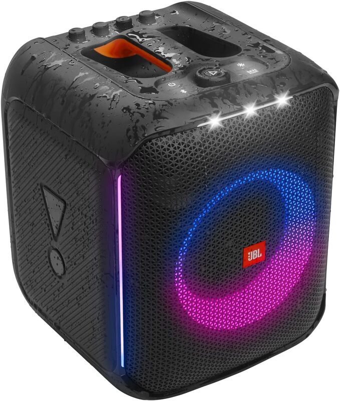 JBL Partybox Encore Portable Party Speaker with Digital Wireless Mic, 100W Powerful Sound, Dynamic Light Show, IPX Splash Proof, 10 Hours of Playtime, Multisource Playback Black