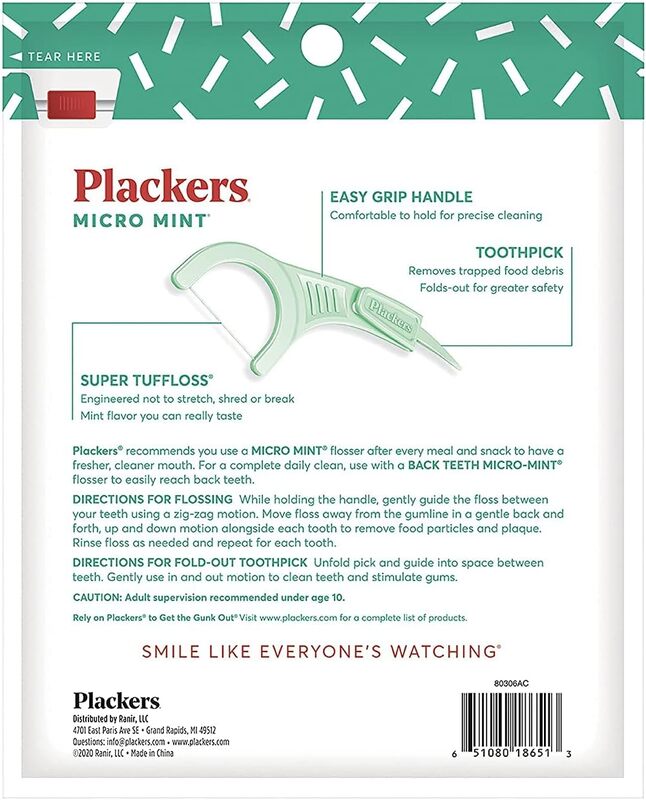 Plackers Micro Mint Dental Flossers - 150 Pack, Fresh Breath For Miles Of Smiles, Engineered Not To Stretch Shred Or Break