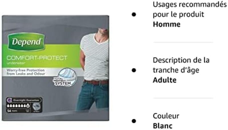 Depend Underwear Absorbent Absorption Super Size L & XL Men  54 Units