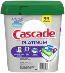 Cascade Platinum Dishwasher Detergent Actionpacs, 93-Count - 1.46Kg