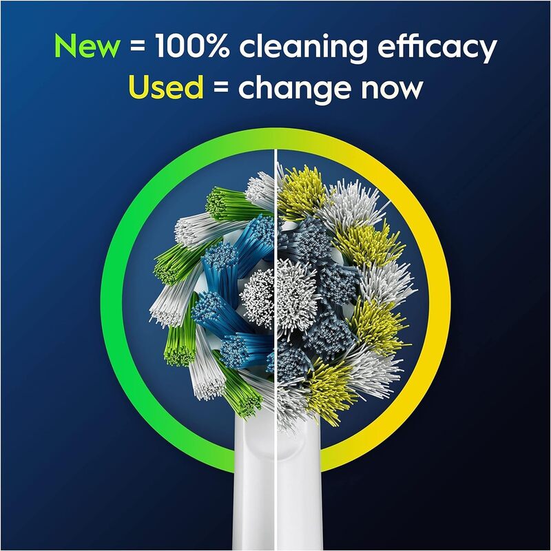 Oral-B Pro Cross Action Electric Toothbrush Head X-shape And Angled Bristles For Deeper Plaque Removal Pack Of 8 Toothbrush Heads - White XXL Pack