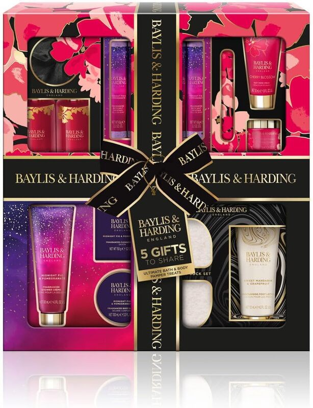 Baylis & Harding Assorted 5 Piece Gift Set - Boudoire Manicure Set, Sweet Mandarin & Grapefruit Foot Set, Midnight Fig & Pomegranate 3 Piece Set, Midnight Fig & Pomegranate Salts, Boudoire Trio Set