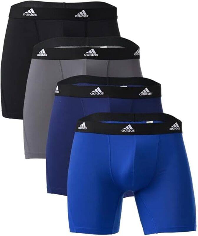 

adidas Men's Active Micro Flex Boxer Briefs Pack Of 4 (UAE/KSA, S Size, Blue, Black & Heather Grey)