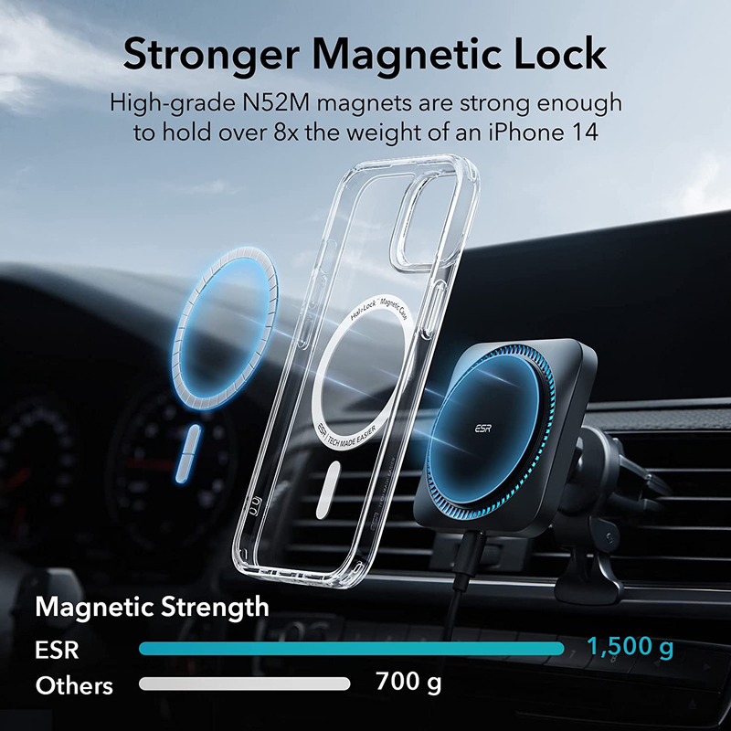 Esr Apple iPhone 14/13 Classic Hybrid Magnetic Mobile Phone Back Case Cover with Halo Lock, Clear