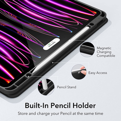 Esr Apple iPad Pro 12.9 (2022/2021) Rebound Pencil Tablet Case Cover, Black