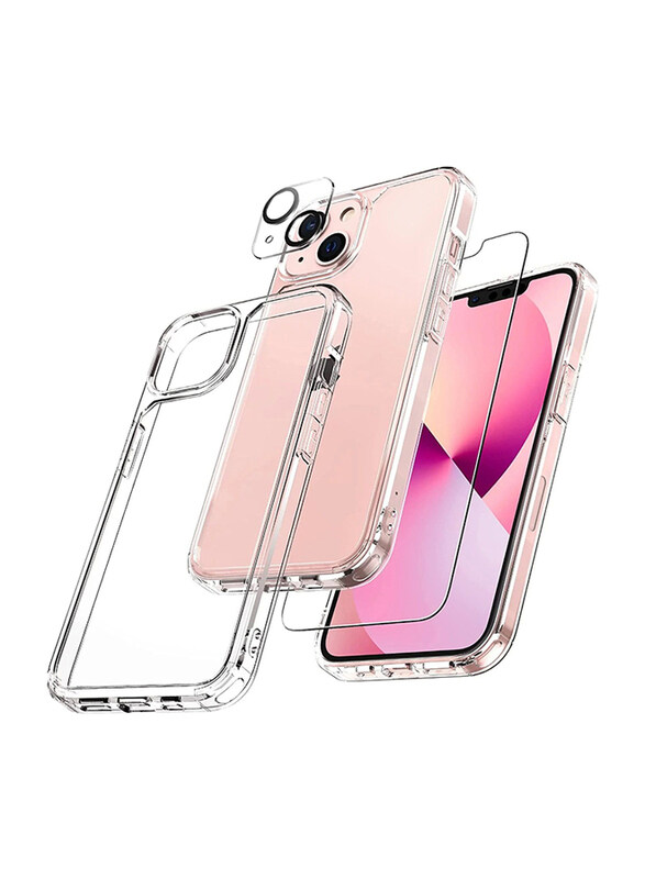 

Unspecified V-Walk Apple iPhone 13 Silicone Mobile Phone Case Cover & Camera Lens Protector with Clear Tempered Glass, Clear