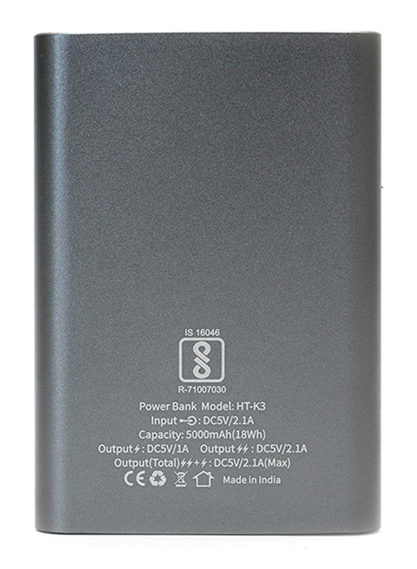 في-ووك بنك طاقة 5000 مللي أمبير عالية الكثافة، مع مدخل Micro-USB، مع Micro-USB كيبل، HT-K3، رمادي