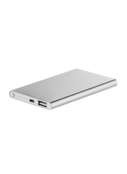 V-Walk 5000mAh Premium Ultra Slim Metal Coated Single Port Power Bank with Micro-USB Input for Apple iPhone/All Android Devices, MT-005, Silver