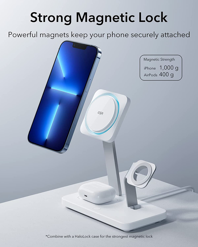 Esr Halo Lock 3-in-1 Wireless Charger with CryoBoost, White