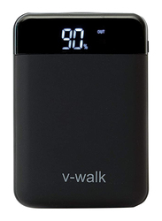 V-Walk 10000mAh Lithium-Polymer Digital Display High Density Power Bank, with Micro-USB/USB-C Input, with Rubber Coating and Micro-USB Cable, HT-B10D, Black