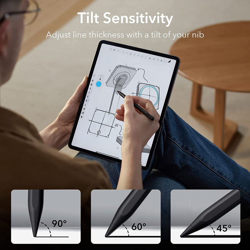 Esr Stylus Pen for Apple iPad with Tilt Sensitivity, iPad Stylus Pencil for Apple iPad 10/9/8/7/6, iPad Pro 11, iPad Pro 12.9, iPad Mini 6/5, and iPad Air 5/4/3, Palm Rejection, Black