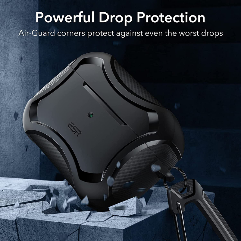 Esr Apple Airpods Pro (2022/2019) Cyber Armor Tough Case with Halo Lock, Black
