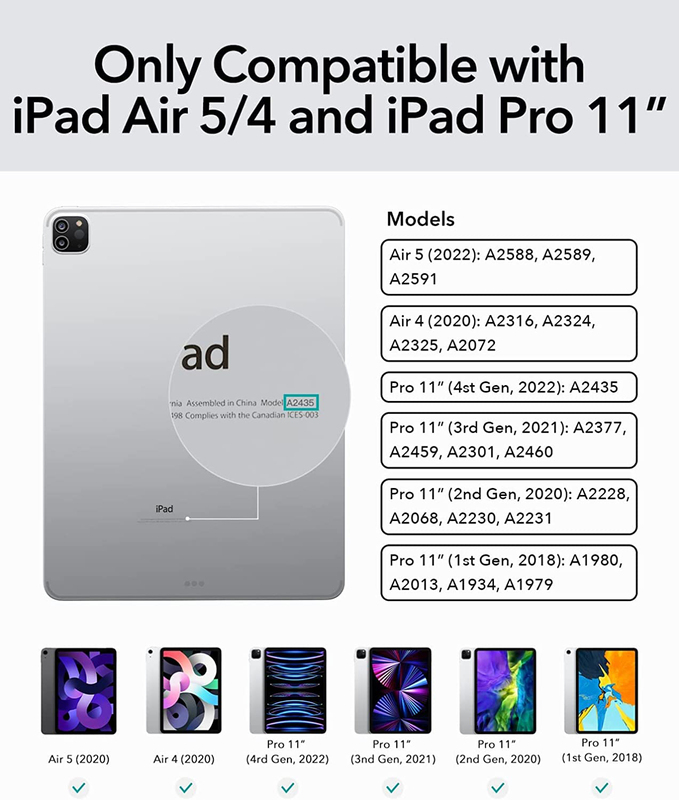 Esr Rebound Magnetic Keyboard Case for Apple iPad Air 5/4/Pro 11, Black