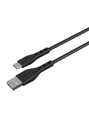 هافيت كيبل 1-متر بيانات وشحن USB نوع-C، عالي السرعة 2.1A USB من النوع A ذكر إلى USB نوع-C لأجهزة سامسونج وجميع أجهزة بمنفذ USB نوع-C، أسود