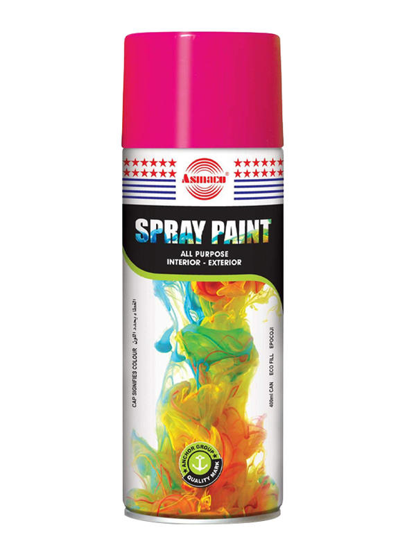 Asmaco 400ml Spray Paint, Fluorescent Pink