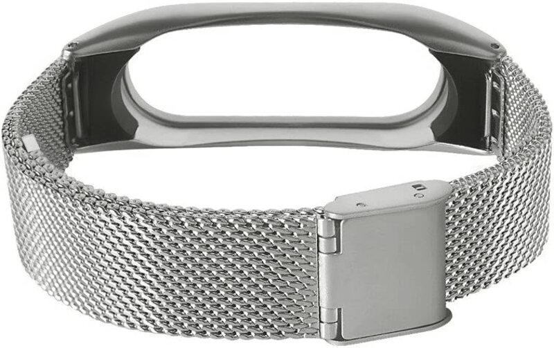 Tomepeia Stainless Steel Metal Wrist Strap for Xiaomi Mi Band 2, Silver