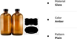 Cornucopia Amber Glass Bottle with Reusable Chalk Labels and Lids, 2 Pieces, Brown