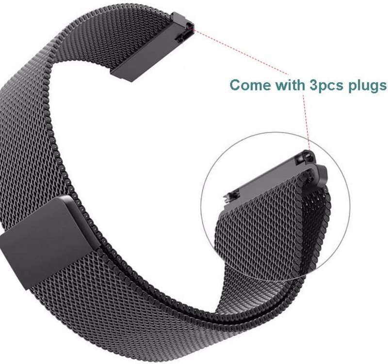 Fookann Nusense Milanese Loop Stainless Steel Replacement Watch Band for Samsung Gear S3 Frontier/S3 Classic/ Samsung Galaxy Watch, 46mm 22mm, Black