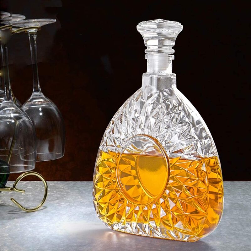 Mdluu 750ml Liquor Decanter Glass Decanter with Airtight Stopper Decanter Bottle, Clear