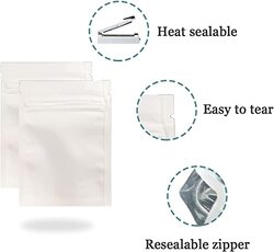 Zipper Lock Self Seal Flat Pouch for Zip Aluminium Foil, 20 Pieces, White