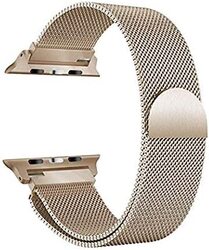 Ywhh Milanese Loop Stainless Steel Alloy Replacement Watch Band for Apple Watch Series 4/3/2/1, 44mm 42mm, Gold