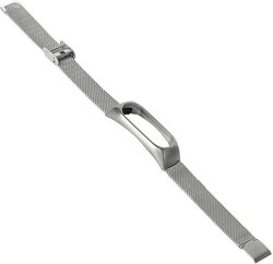Tomepeia Stainless Steel Metal Wrist Strap for Xiaomi Mi Band 2, Silver