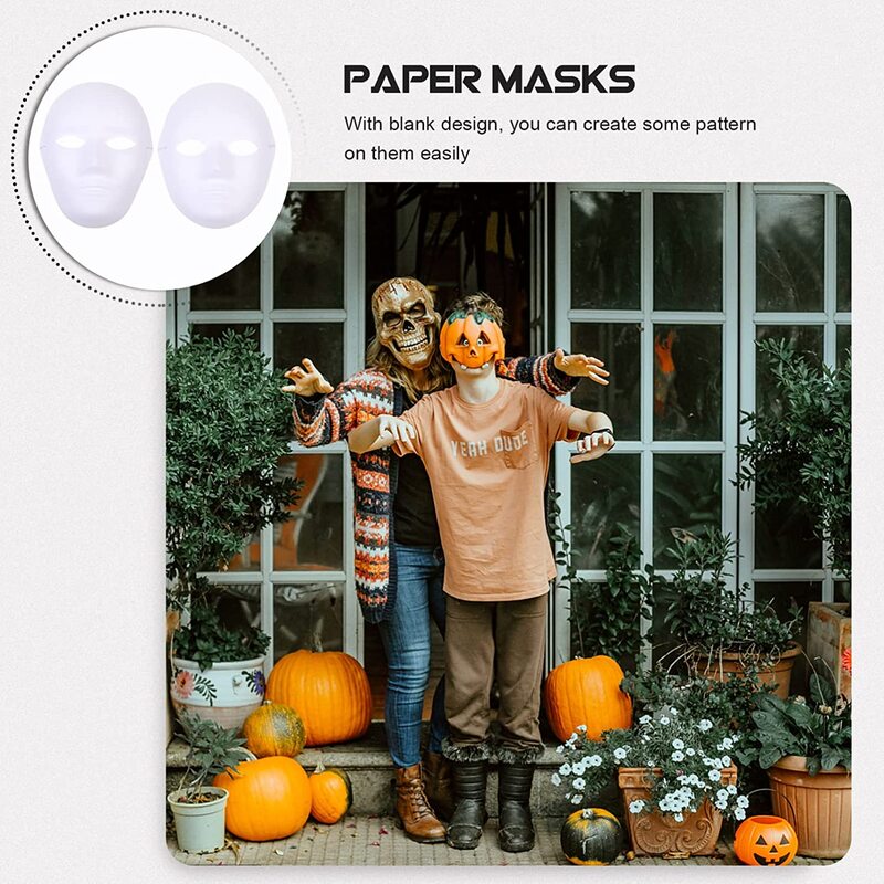 Sosoport Male Toy Paper Blank Full Masquerade Party Dress Up Festival Performance Face Masks, 6 Pieces, Ages 5+